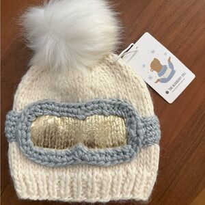 Cozy Cream and Gold Knit Kids Beanie